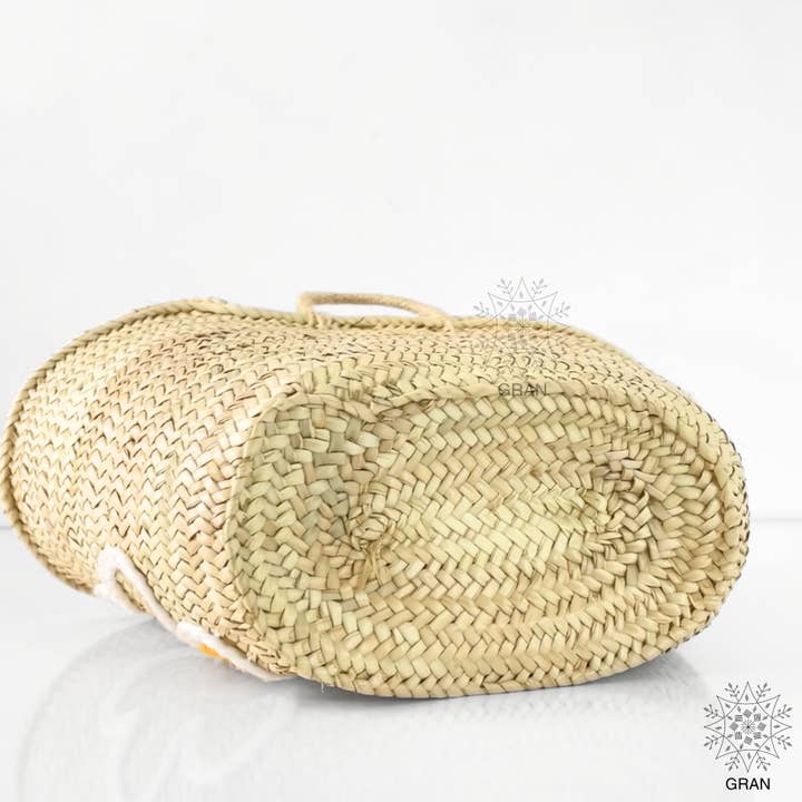 Gran Wholesale - Vente Sac de plage - Sacs en paille brodés personnalisés avec anses courtes, sac cabas9