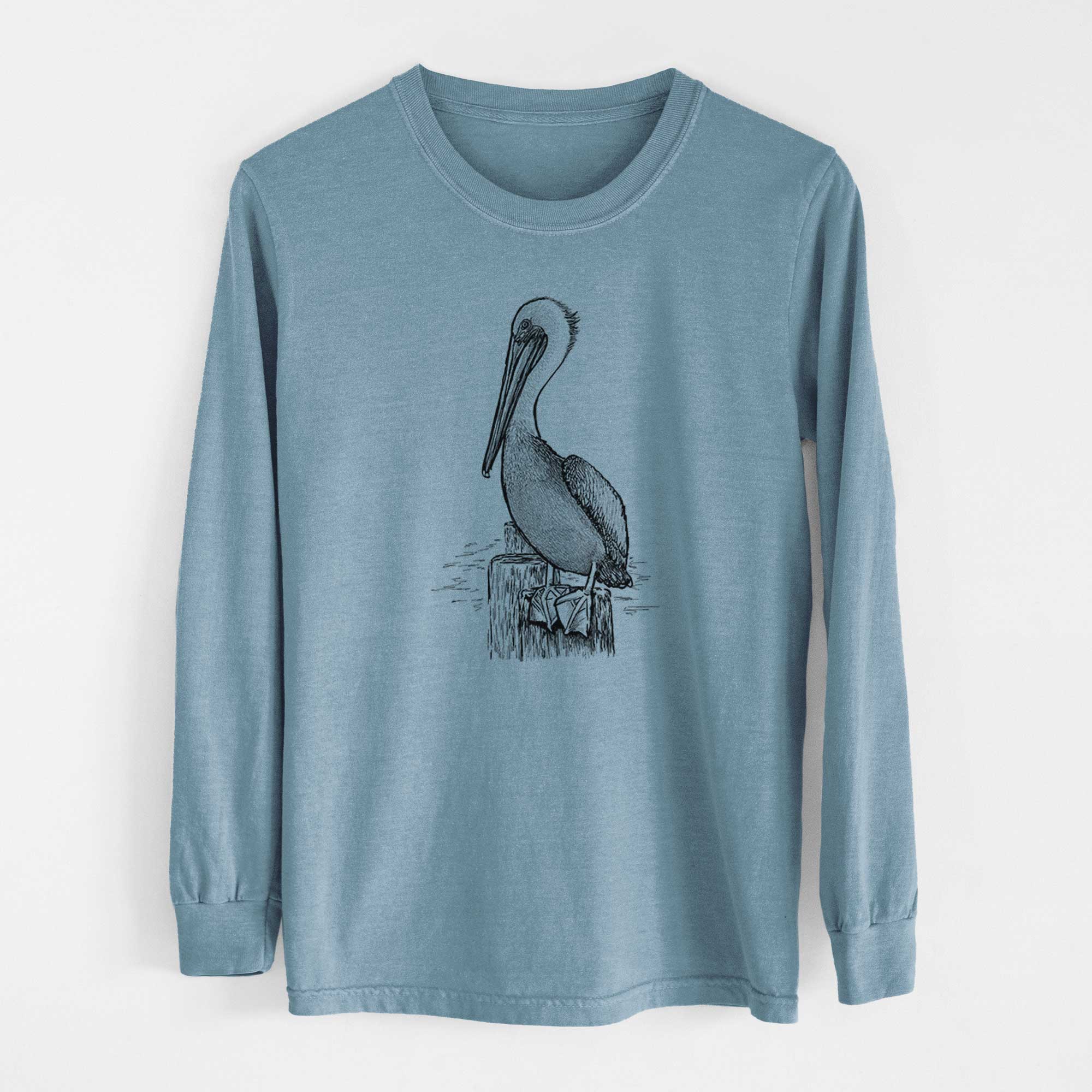 Because Tees - Wholesale Screen Printed T-Shirt - Unisex - Pelecanus occidentalis - Brown Pelican - Heavyweight 100% Cotton Long Sleeve11
