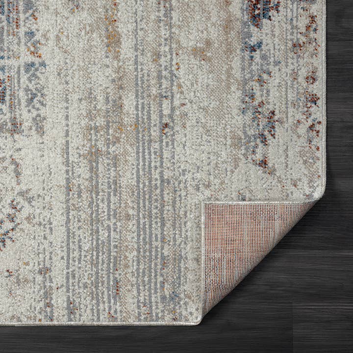 LR Home - Wholesale Area Rug - Lachi Contemporary Distressed Medallion Area Rug, Ivory/Gray6