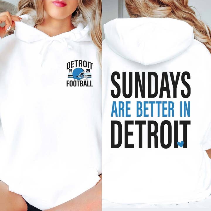 Limeberry Designs - Wholesale Hoodie - Women's - Sundays Are Better In Detroit Wholesale Graphic Hoodie - Fast Shipping