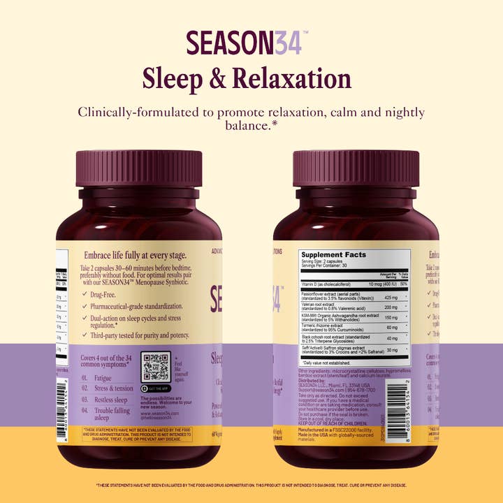 SEASON34 - Wholesale Oral Supplement/Vitamin - Menopause Sleep Support – Night Sweats Related Awakenings5