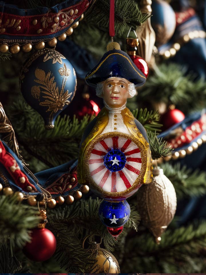 Décoration de Noël en verre polonais George Washington Holiday pour la vente par Kenzies of London