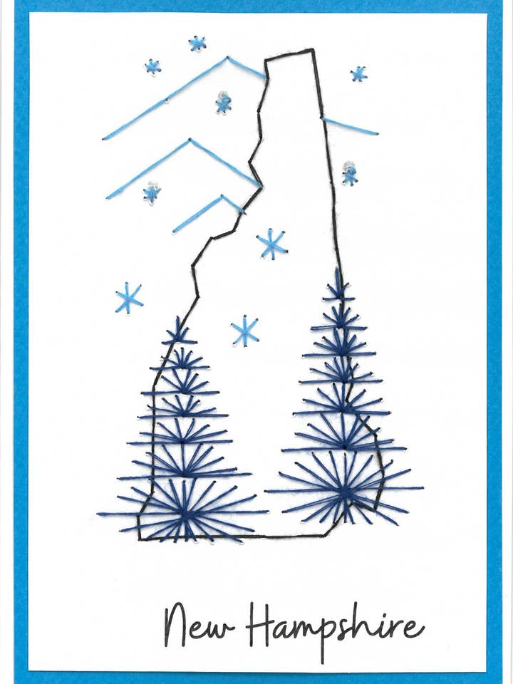 New Hampshire - Carte de vœux cousue à la main pour la vente par Woven Dignity