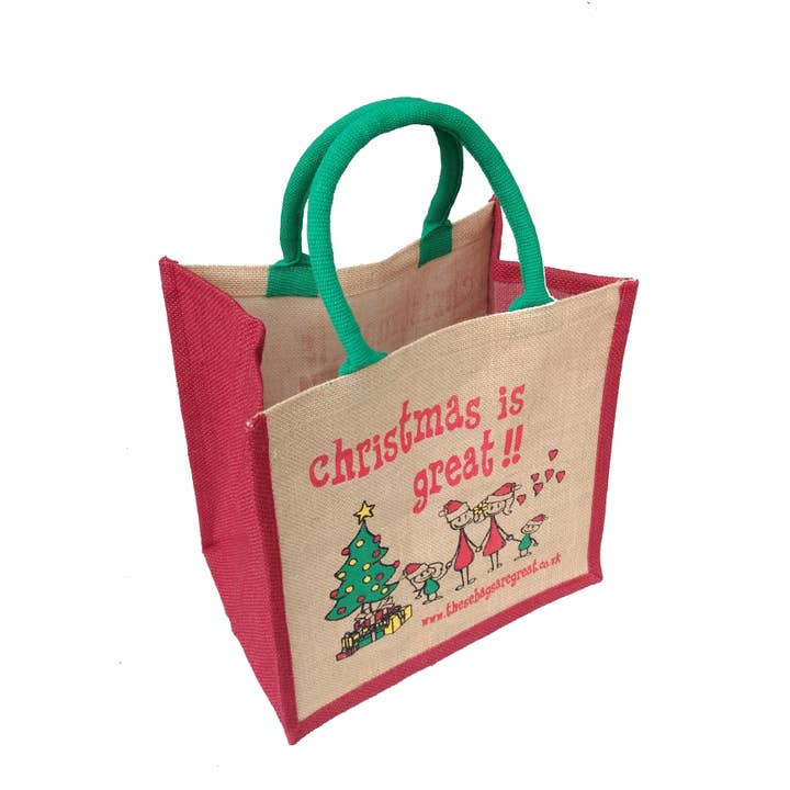 These Bags are Great - Wholesale Gift bag - Christmas is Great Bag - Jute Shopping Bag Gift Tote Xmas