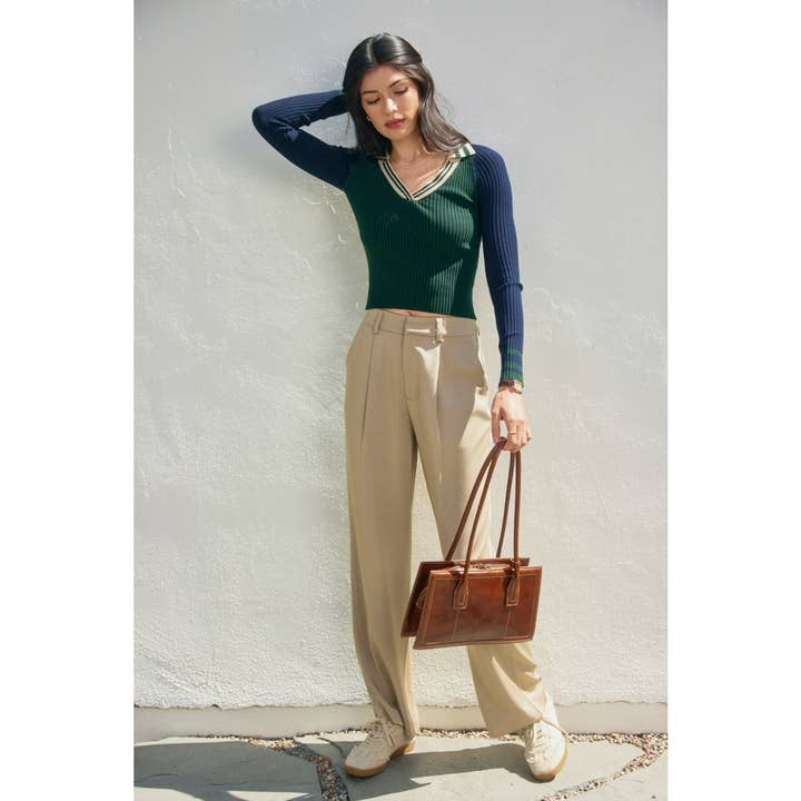 Dress Forum - Wholesale Knit Top - Women's - Fitted Knit Collared Sweater3