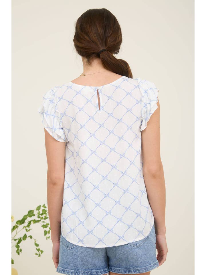 MINE - Wholesale Blouse - Dames - PLUS STRIK CLIP STIPPENPATROON BLOUSE MET RUCHESMOUWEN1