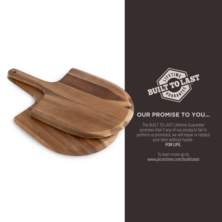 Picnic Time Family of Brands - Wholesale Serving Tray - Acacia Personal Pizza Peel Serving Board Paddle Set of 27