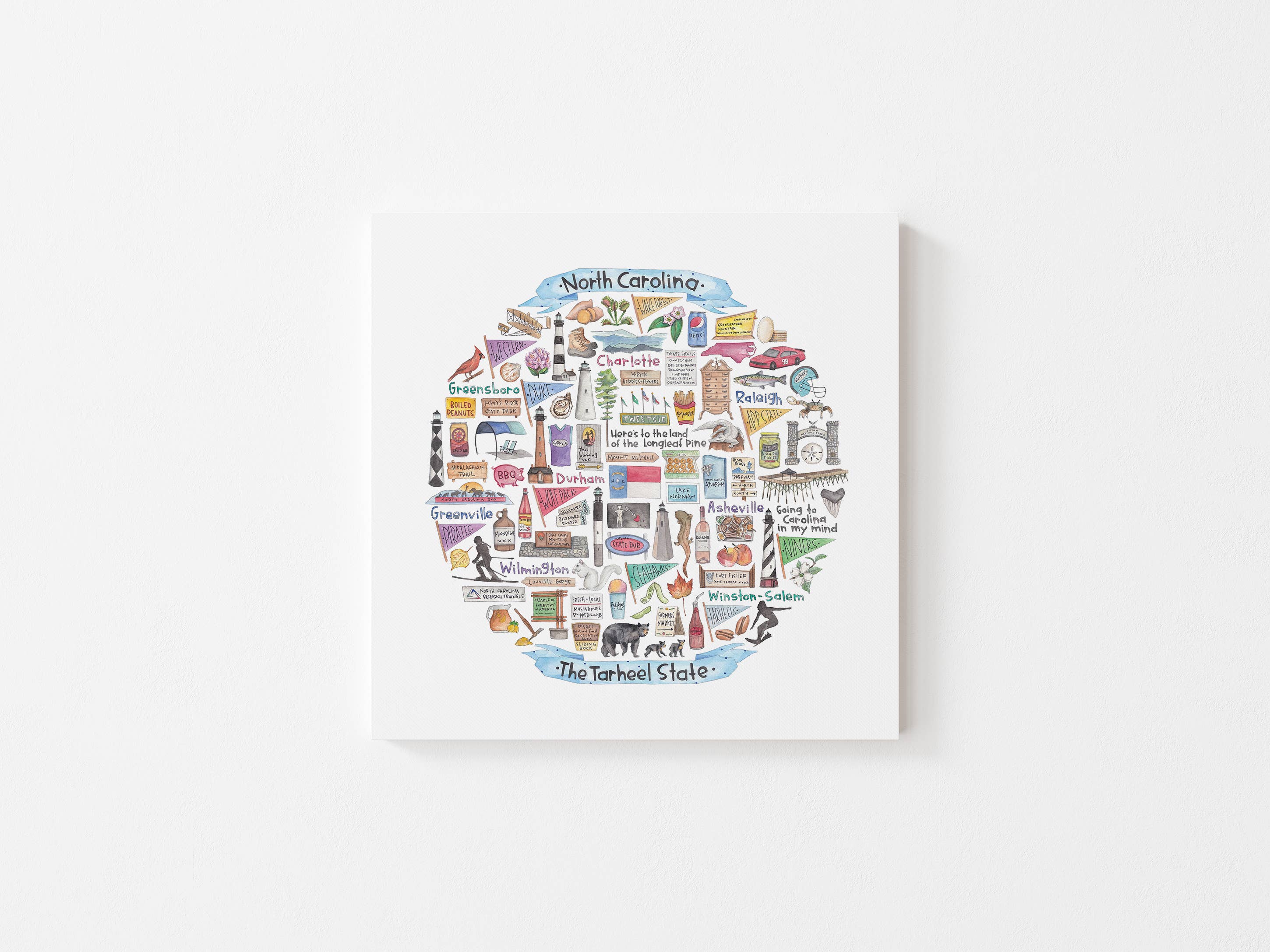 Green Blanky Studio – Impressão artística por atacado – Impressão em aquarela do ícone da Carolina do Norte