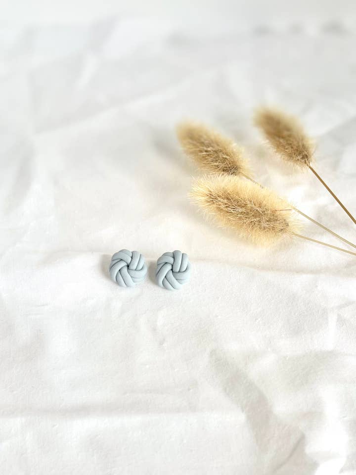 Duo strand knot stud | Handmade polymer clay earrings for wholesale by MN Clay Co