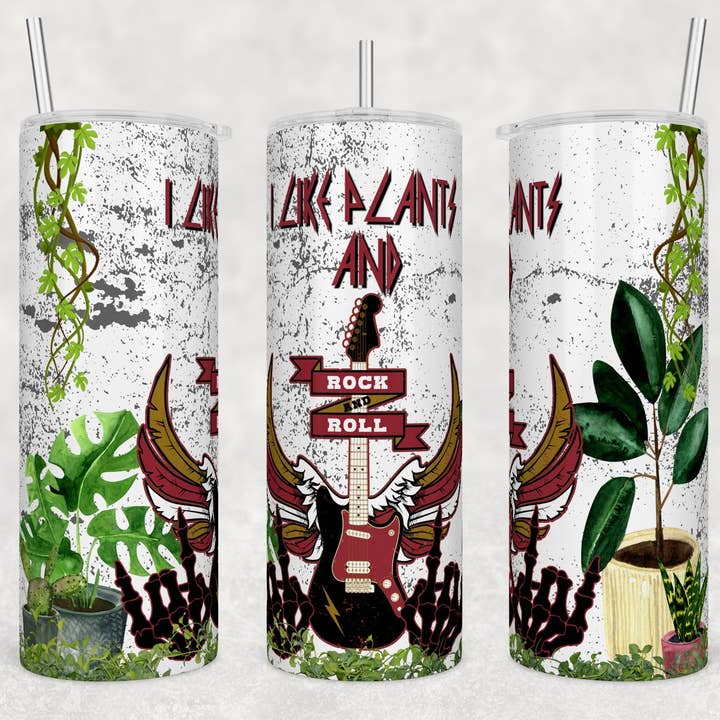 I like Plants & Rock and Roll | Tumbler for wholesale by Designs by Robyn