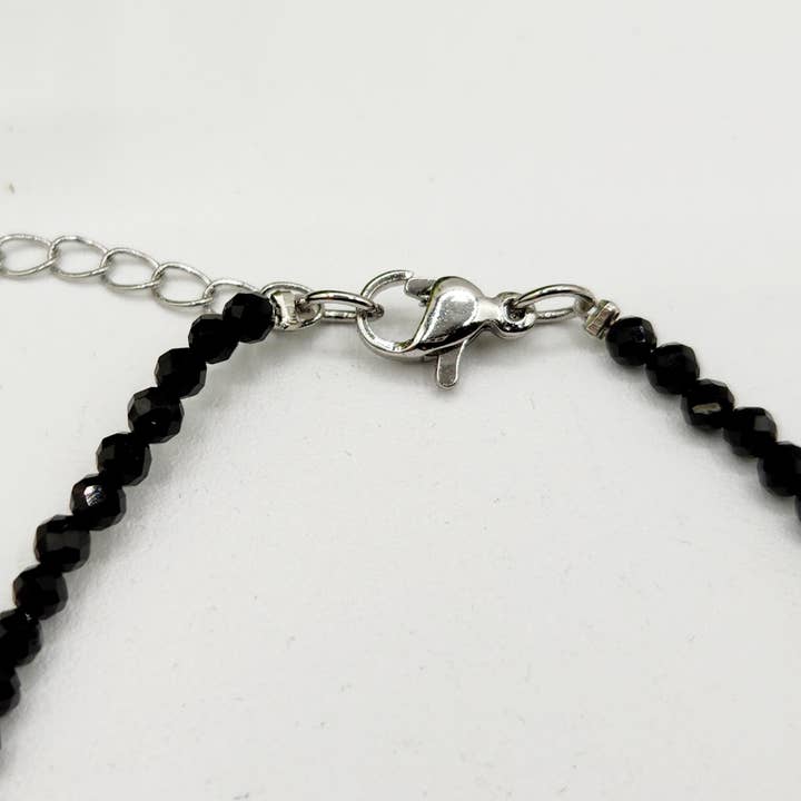 Meraki Gemstones - Wholesale Beaded Bracelet - Black Spinel Bracelet Faceted 3MM w/Silver Color Clasp4
