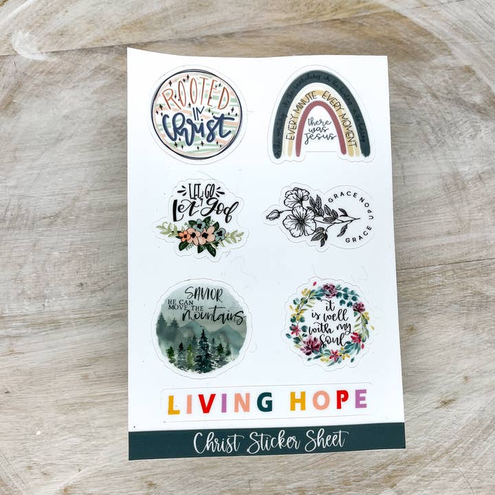 Savannah and James Co - Wholesale Sticker - Christ Sticker Sheet, Vinyl Stickers, 6x4 in.
