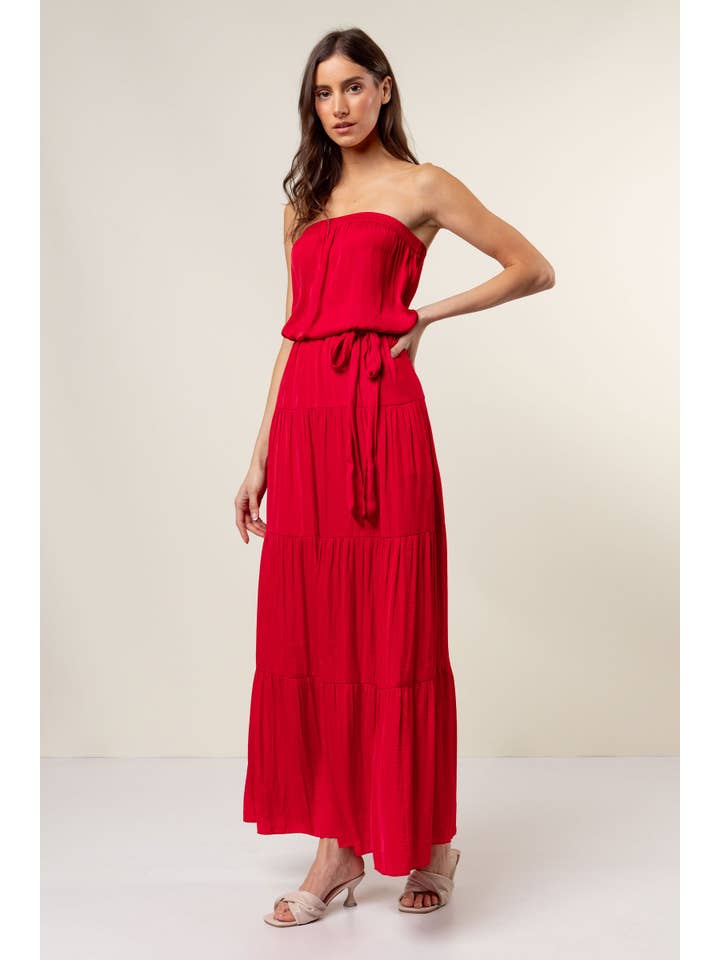 Naked Zebra - Wholesale Dress - Women's - Maxi Tiered Tube Dress With Elasticized Waist