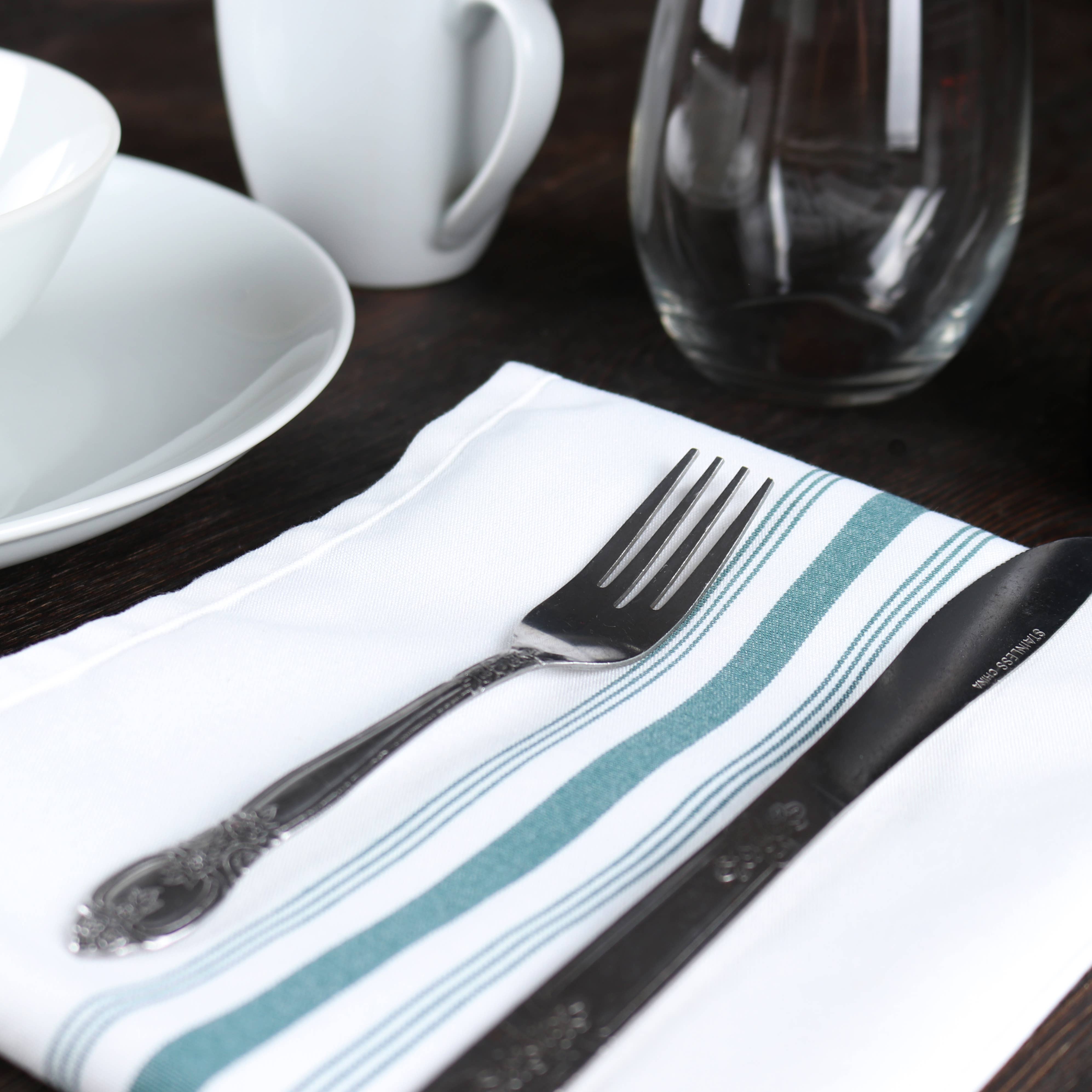 Arkwright Home - Wholesale Dinner & Cloth Napkin - Striped Bistro Napkins (12pk) - Spun Polyester, Colors,18x2211