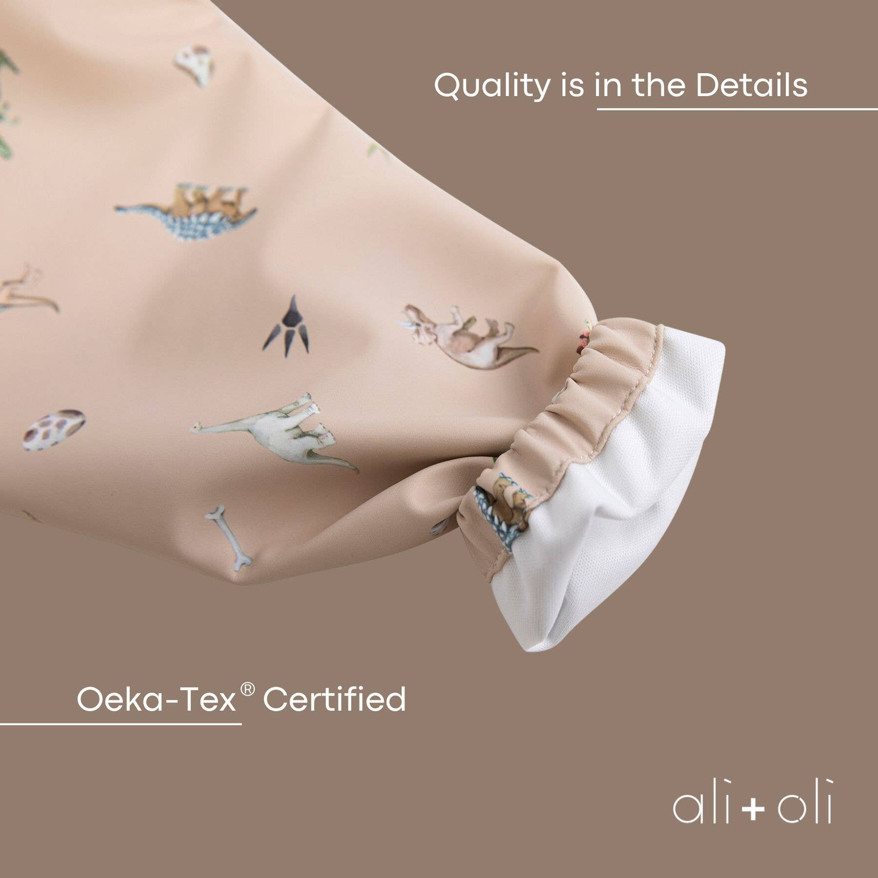 Ali+Oli - Wholesale Baby Bib - Baby - Smock Bib (2-pc) Long & Short Sleeve Set (Dino-Mint)6