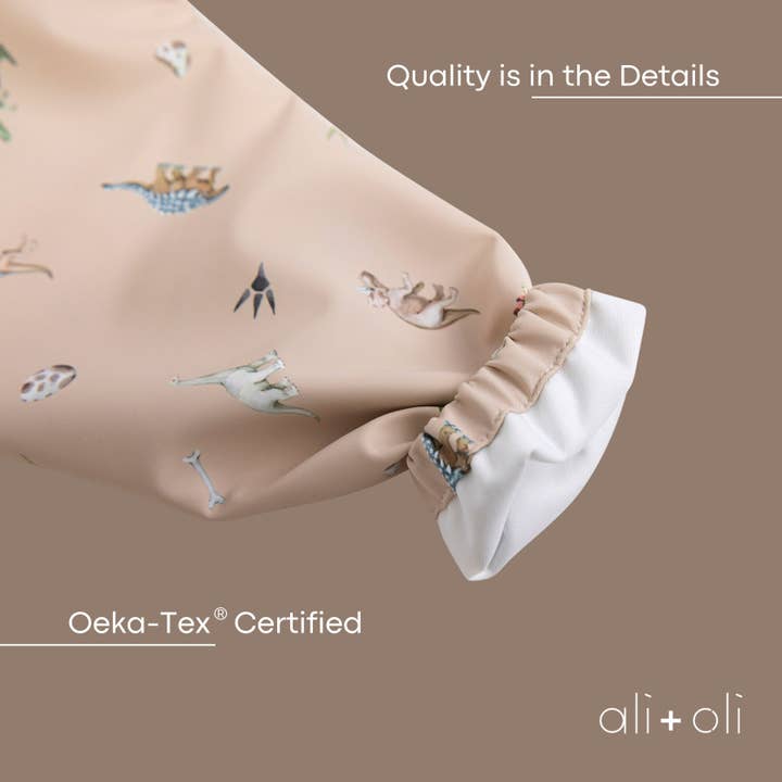 Ali+Oli - Wholesale Baby Bib - Baby - Smock Bib (2-pc) Long & Short Sleeve Set (Dino-Mint)6