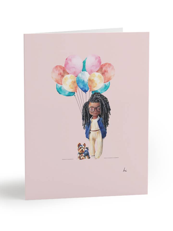 Grace w/ Balloons HarperIman Greeting Card for wholesale by HarperIman and Co.