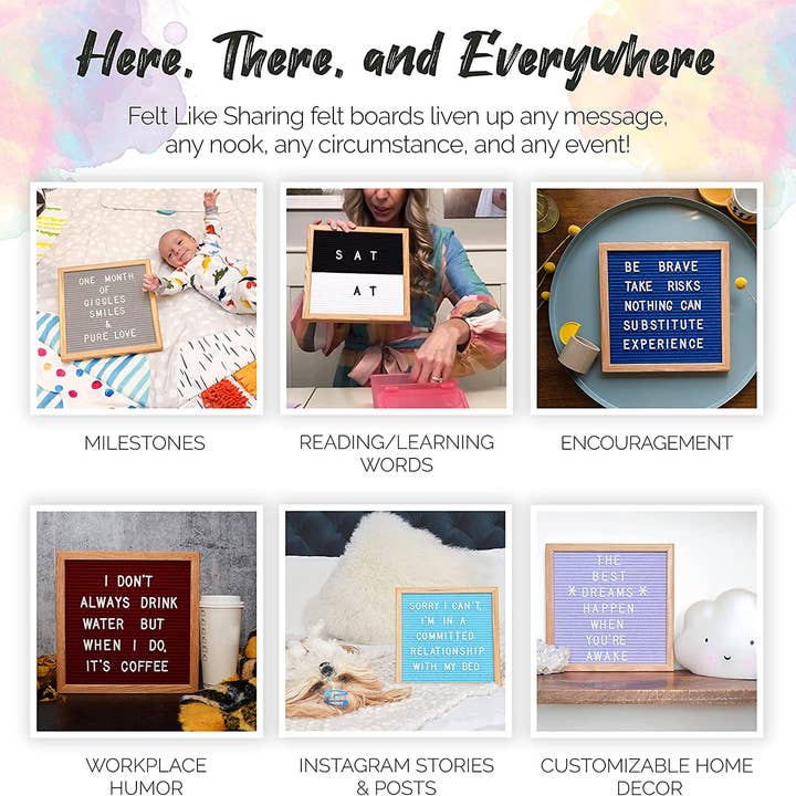 Felt Like Sharing - Wholesale Sign - Gray Felt Letter Board - 10x10 Inches5