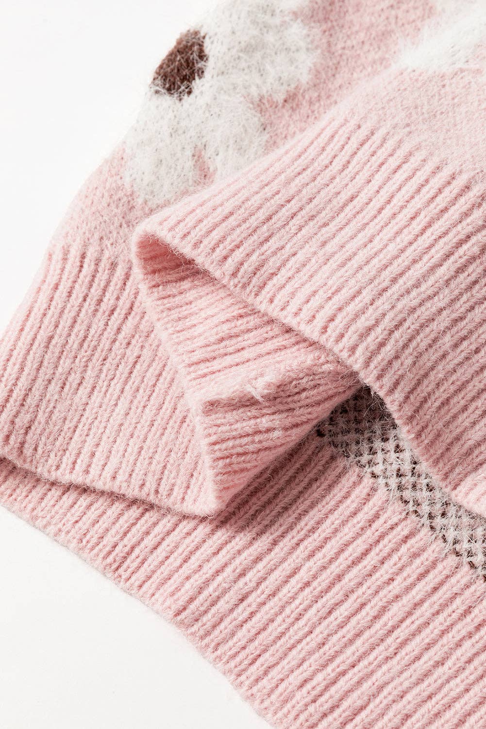 Lovesoft - Vente Pull en maille – femme - Pull à épaules tombantes à demi-fermeture éclair à motif floral pour femmes15