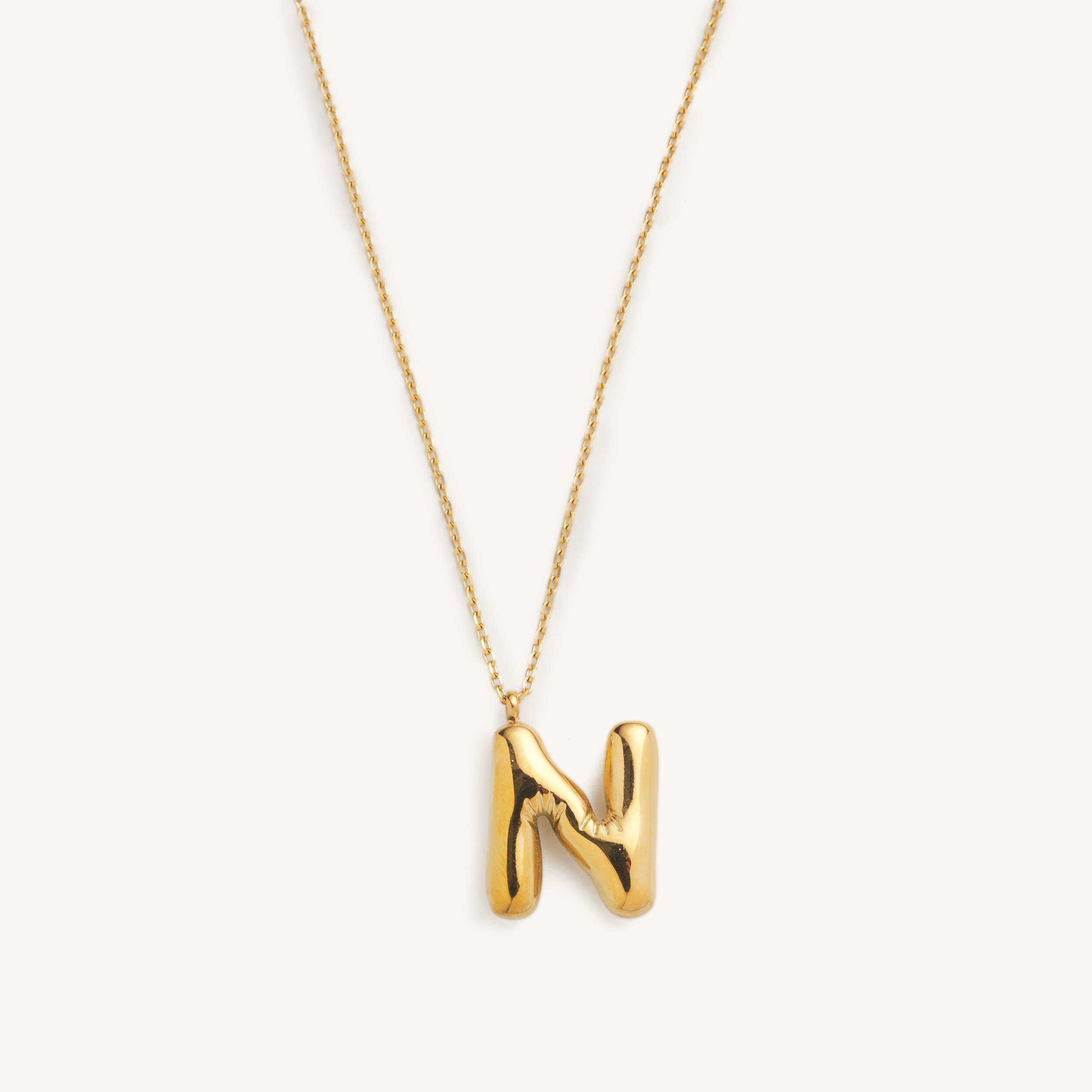 Nikki Smith Designs - Wholesale Pendant/Charm Necklace - Bubble Initial Charm Necklaces- Gold14