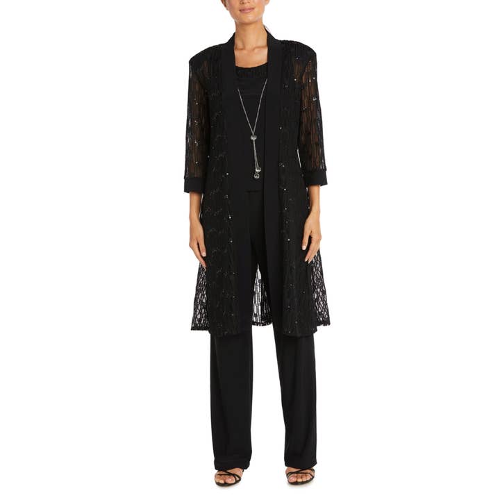 RM Richards Sequin Lace Duster 3-Piece Pants Suit and other Purchase Wholesale ladies suit. Free Returns & Net 60 Terms on Faire trending on Faire.
