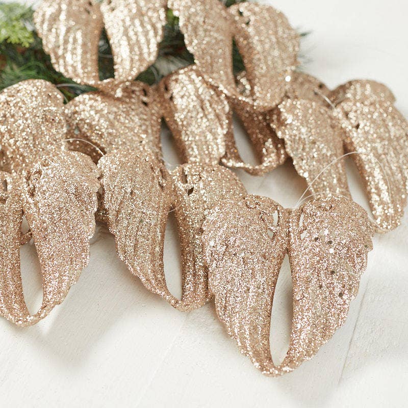 Factory Direct Craft – wholesale Christmas decoration – Champagne Glitter Angel Wing Ornament5