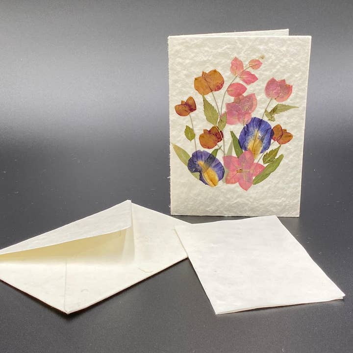 Wooven - Wholesale Stationery/Notecard Set - "Mulberry Tree" Notecards with handmade paper & real flowers