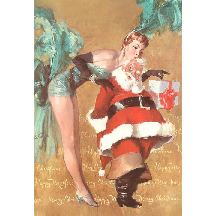 Sticker MC-605 Showgirl küsst den Weihnachtsmann für den Großhandel von Found Image Press
