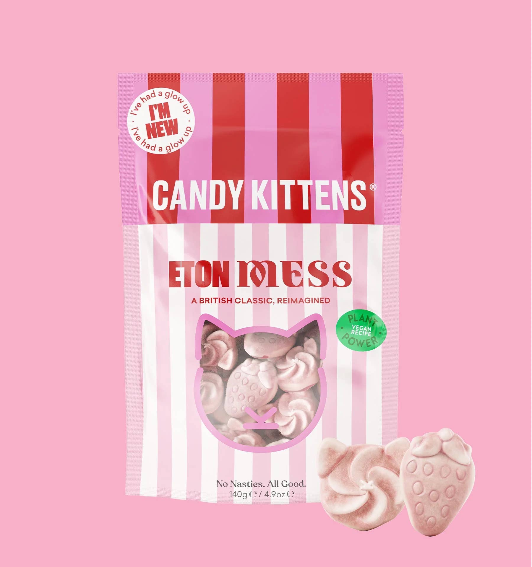 Belgium's Chocolate Source - Wholesale Gummy - Candy Kittens ETON MESS (strawberry-cream)VEGAN,10/cs 4.9 oz