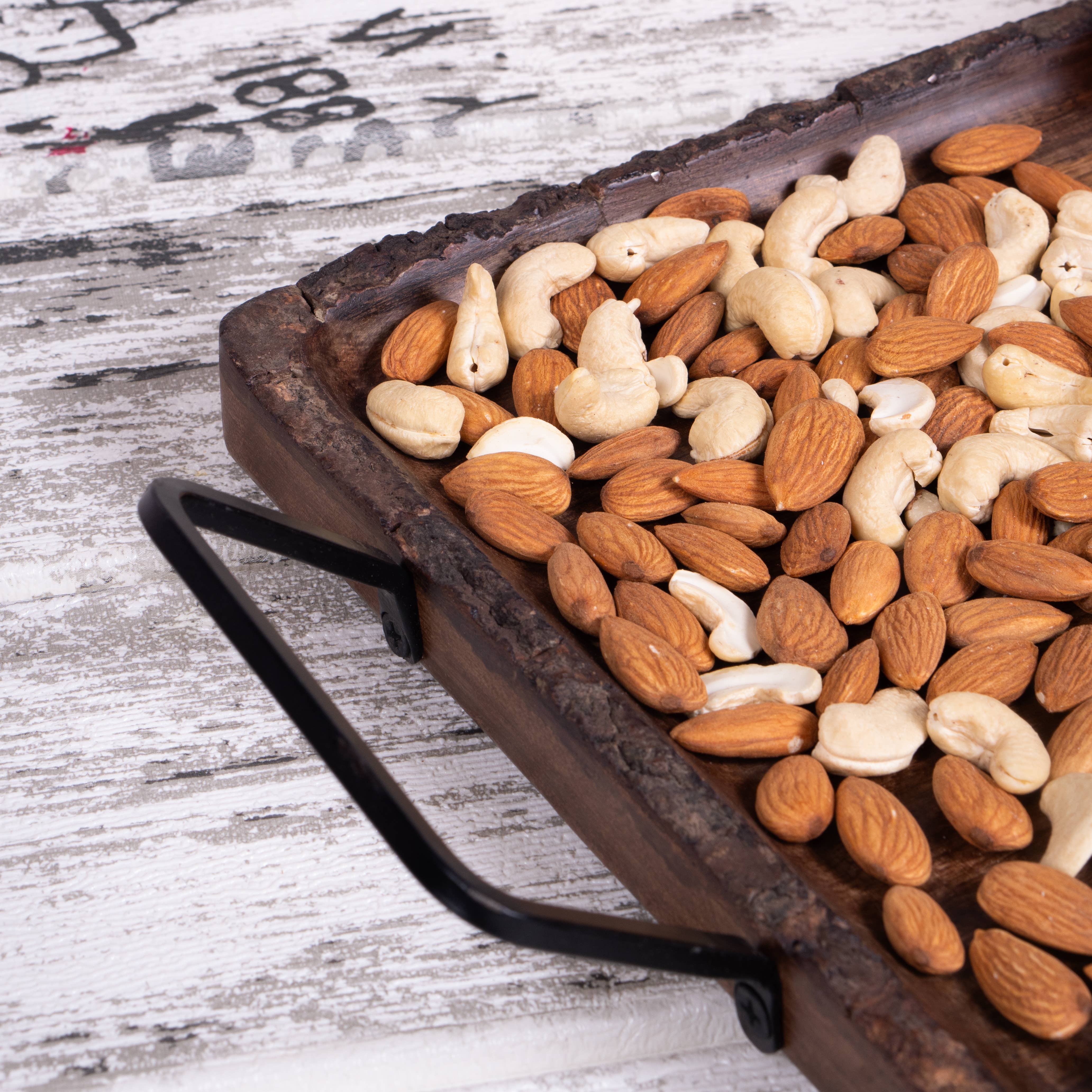 Valor Home Goods - Wholesale Serving Tray - Wood Bark Rectangular Handled Charcuterie Tray8