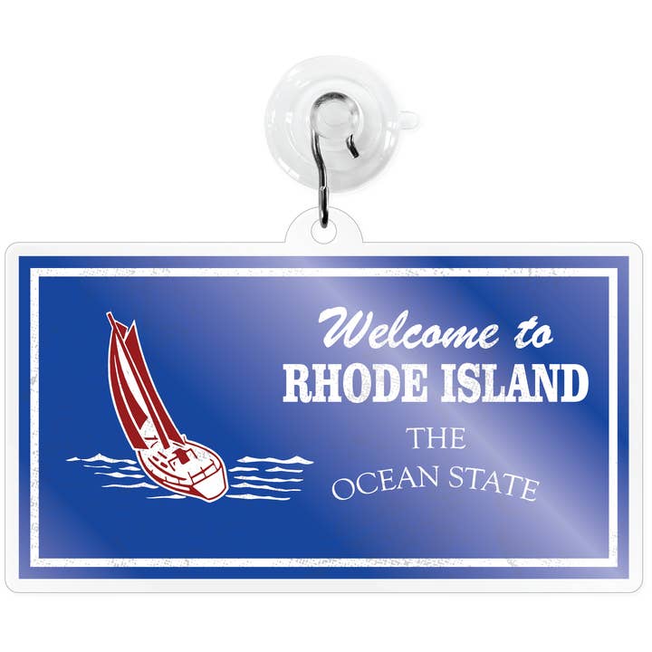 Attrape-soleil — Panneau « Bienvenue à Rhode Island » pour la vente par Morris Magnets