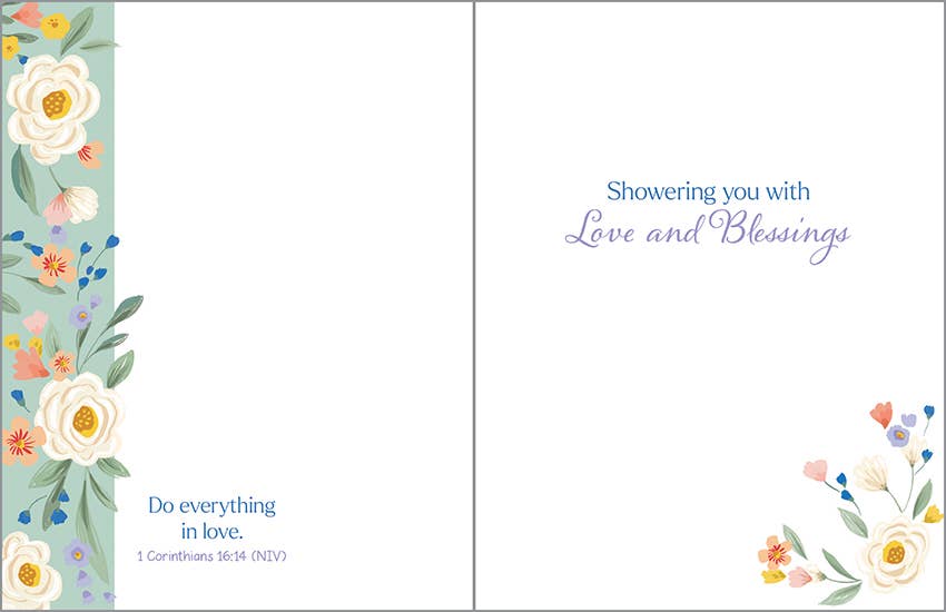 GINA B DESIGNS - Wholesale Wedding Card - With Scripture Wedding Shower Card - Shower Flower Border1