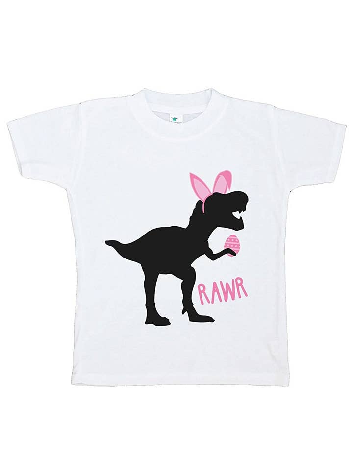 7 ate 9 Apparel Baby Girls Dinosaur Happy Easter T-shirt for wholesale by 7 ate 9 Apparel