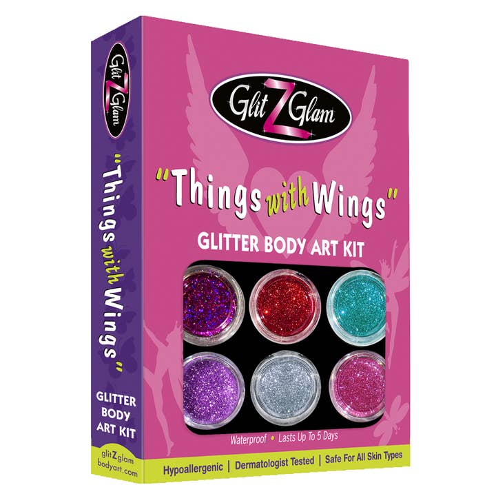 GlitZGlam - Wholesale Body Glitter/Shimmer - Glitter Tattoo Kit THINGS WITH WINGS - HYPOALLERGENIC