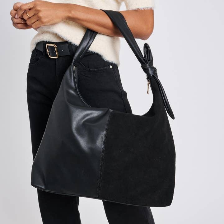 Moda Luxe - Wholesale Shoulder Bag - Women's - Hazel - Genuine Suede Knot Hobo