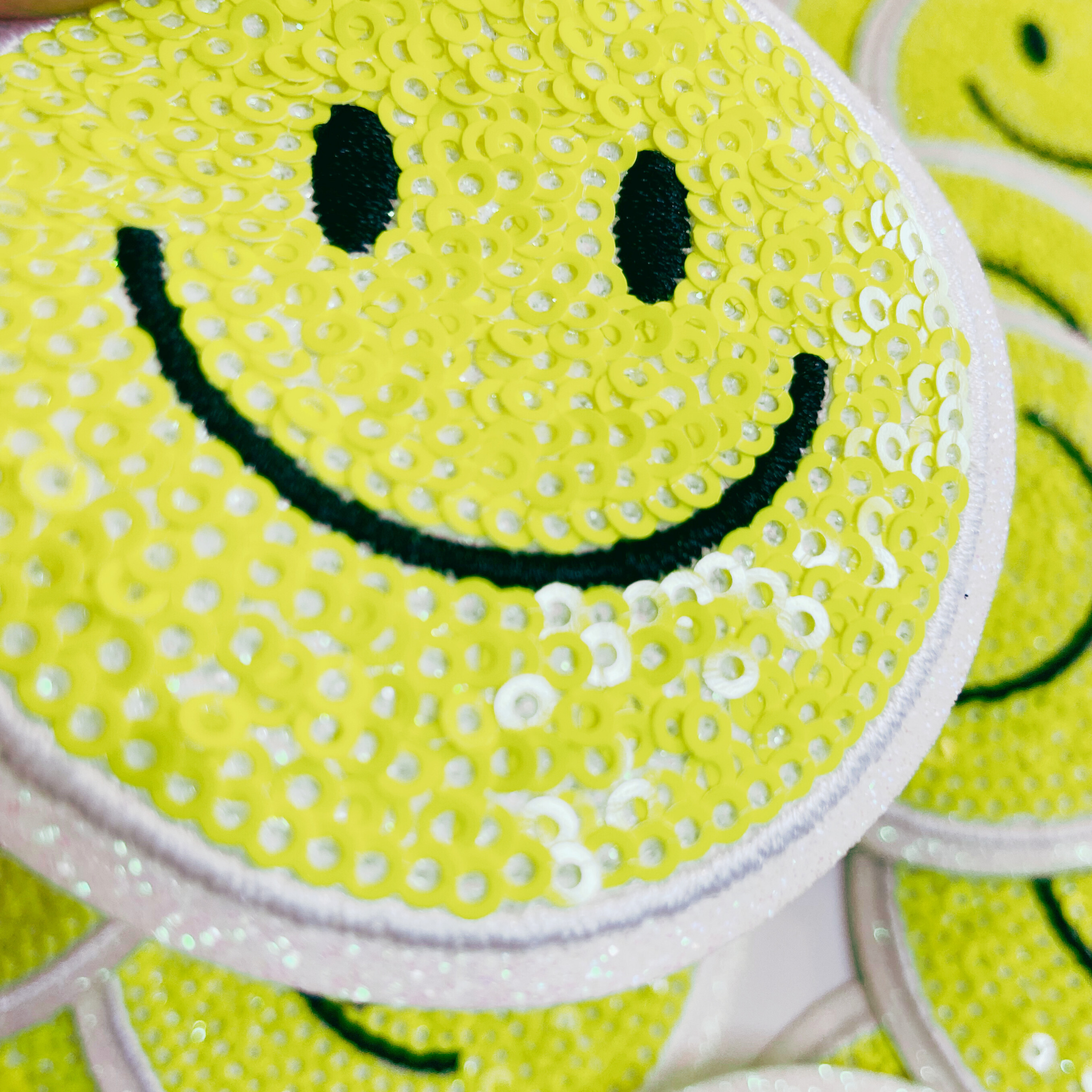 TEELUX - Wholesale Patch - NEON Sequin Smiley Face Patch - 2.5" x 2.5"  - hat Patch7