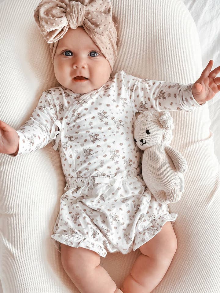 Bamboo/Organic Cotton Kali Bodysuit - Vanilla Bouquet for wholesale by Elke & Indigo