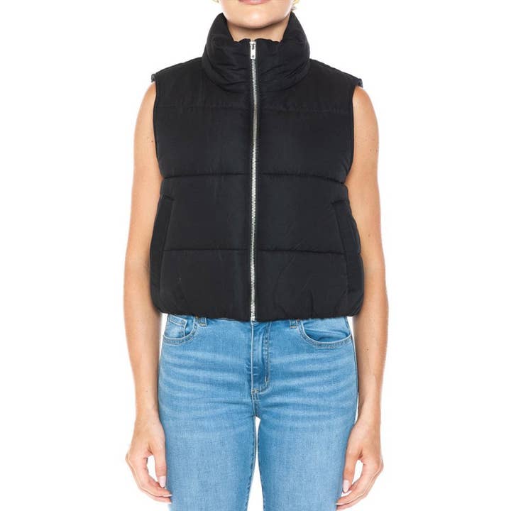 Timeless - Wholesale Outerwear Vest - Women's - High Neck Zip Up Outerwear Vest4