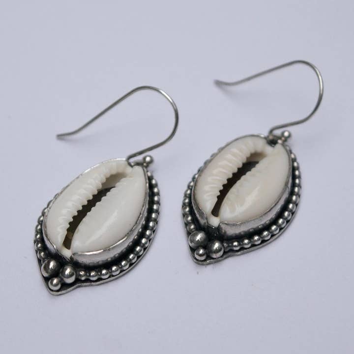Calypso Cowrie Earrings for wholesale by Indigo Moon Jewels