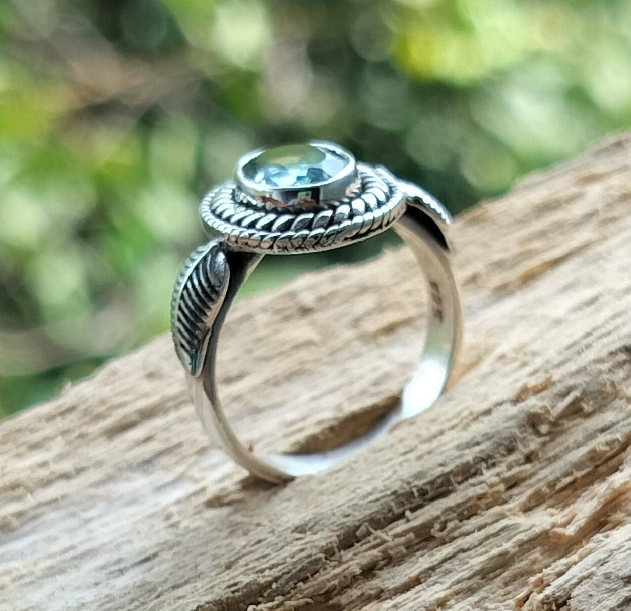 SILVER CAVE – wholesale Single stone/solitaire ring – Natural Blue Topaz 925 Oxidised Silver Handmade Boho Ring3