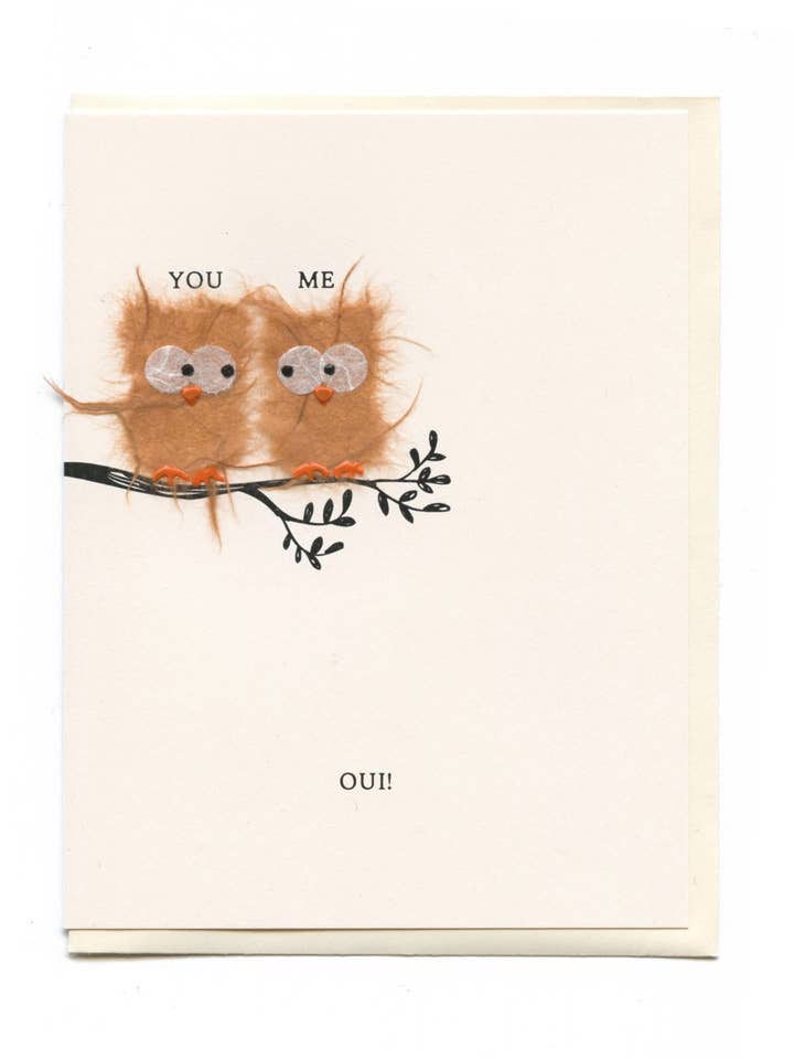 "YOU ME OUI" Two Brown Owls for wholesale by FLAUNT HANDMADE CORRESPONDENCES