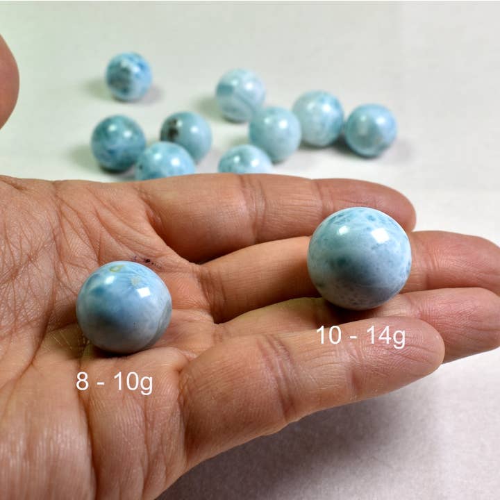 Calder Crystals - Wholesale Spiritual Stone/Crystal - Larimar Dolphin Carved Crystal Sphere Ball - 2 Options3