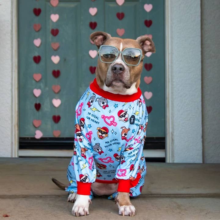 Mr. Steal Ur Heart Pitbull Pajamas for wholesale by Pittie Clothing Co.