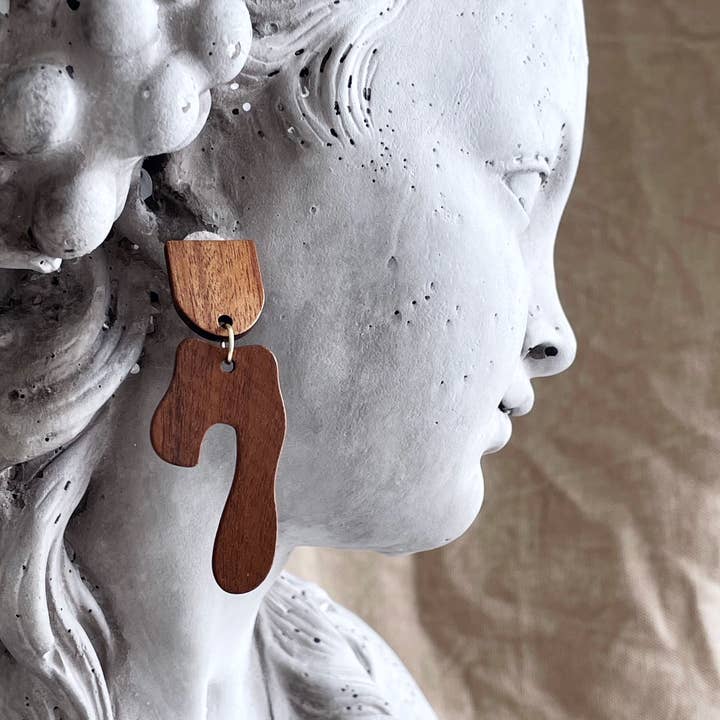 Pearl and Ivy Studio - Wholesale Dangle Earrings - Natural wood geometric shape earrings - Ridge2