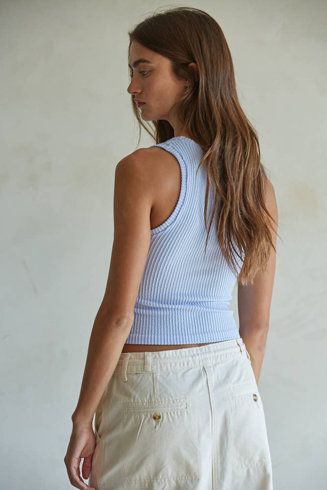 By Together - Vendita all'ingrosso Canotta - Donna - S1233N | Canotta a Coste in Nylon e Spandex Senza Cuciture con Scollo a V6