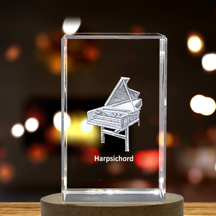 AB Crystal Collection – Engroshandel Bordpynt – Cembalo 3D Indgraveret Krystal 3D Indgraveret Krystal Minde/Gave/Dekoration/Samlerobjekt/Souvenir