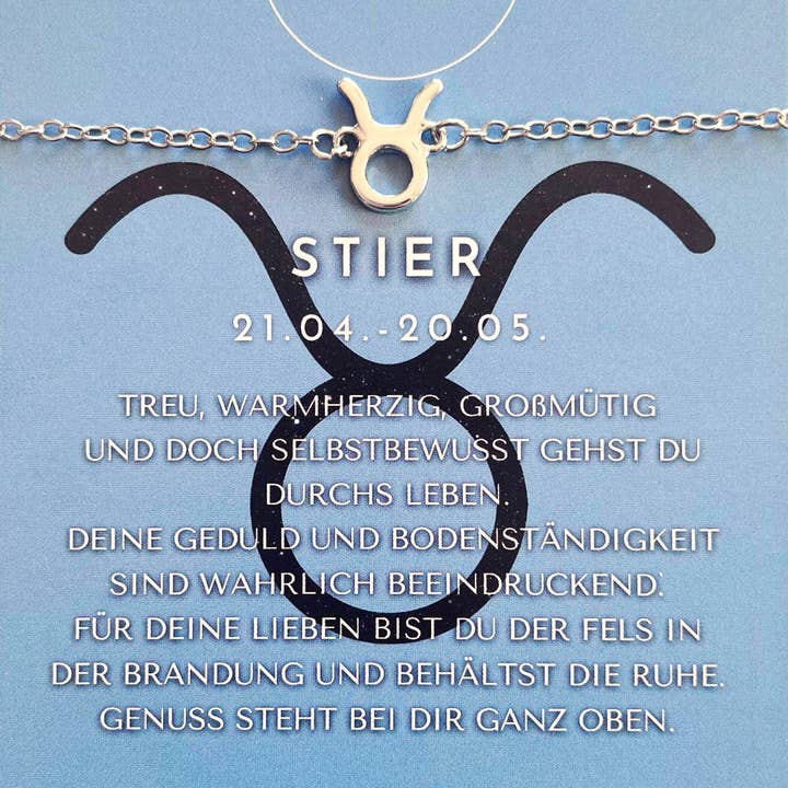 Wunderia – wholesale Berlockarmband – Stjärntecken Oxen Oxen med budskap armband silver