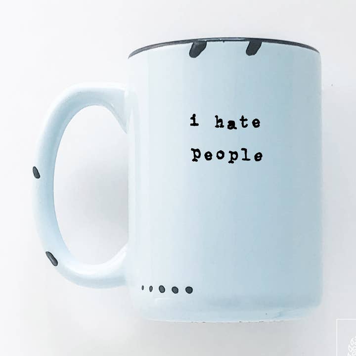 i hate people | ceramic mug for wholesale by Prairie Chick Prints