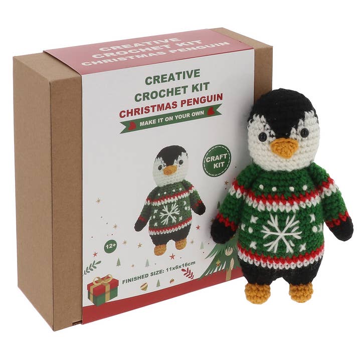 Joe Davies – wholesale Material för stickning/virkning – Kreativ virkad jultröja pingvin