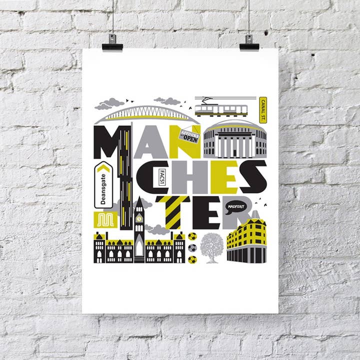 Manchester City Print for wholesale by Susan Taylor Design